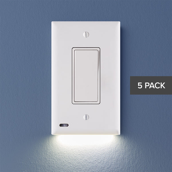3 Pack - SnapPower SwitchLight - LED Night Light - For Single-Pole Light  Switches - Light Switch Plate With LED Night Lights - Adjust Brightness 